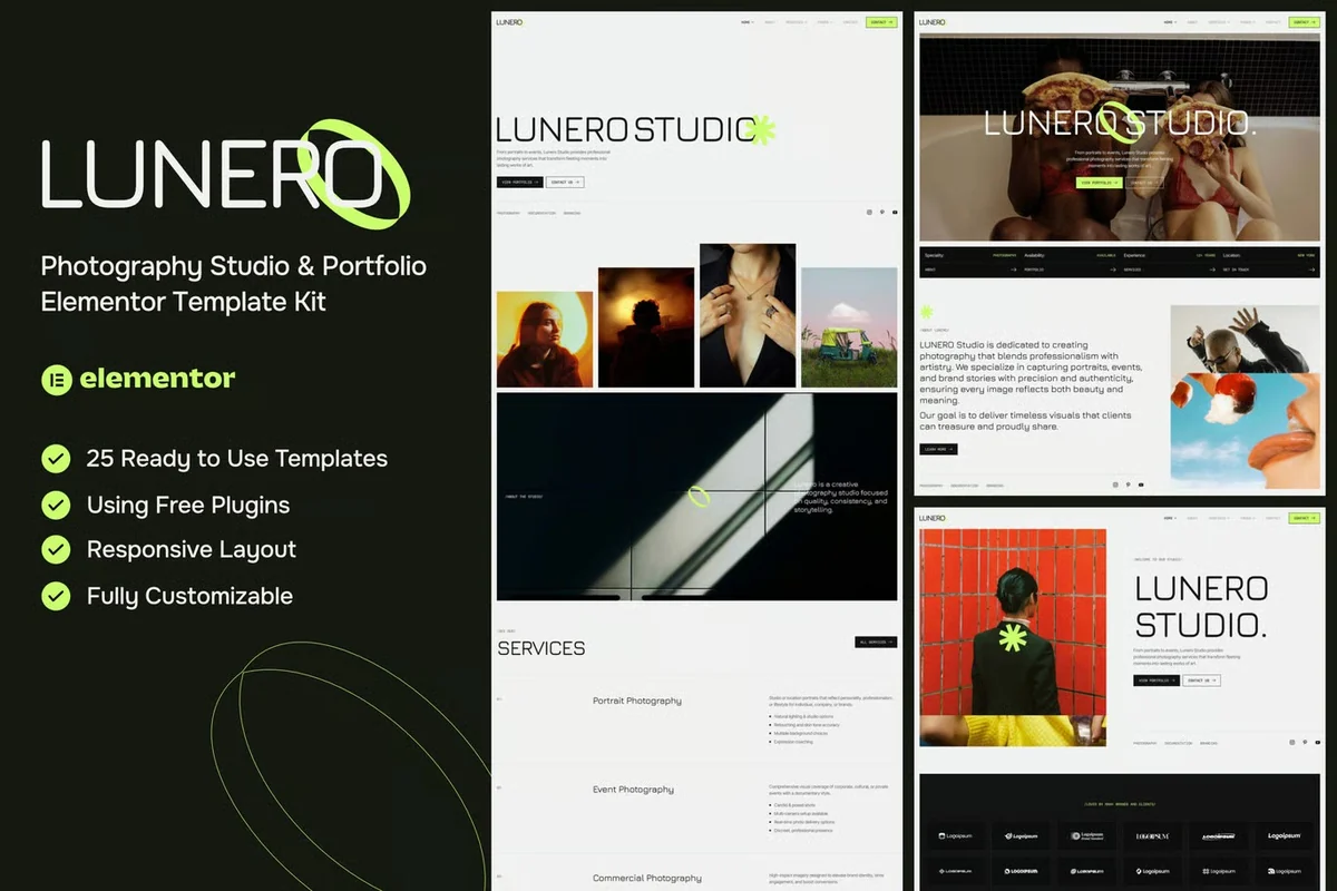 摄影工作室作品集Elementor网站模板_一键导入快速建站插图-WP资源海 摄影 Elementor 网站模板封面