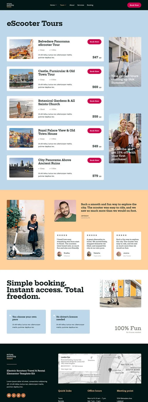 户外/旅行 Elementor 模板旅游线路预览