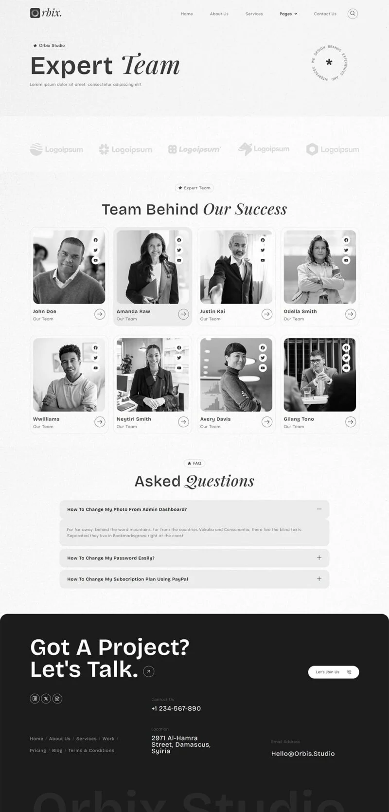 企业 Elementor 模板团队页面预览