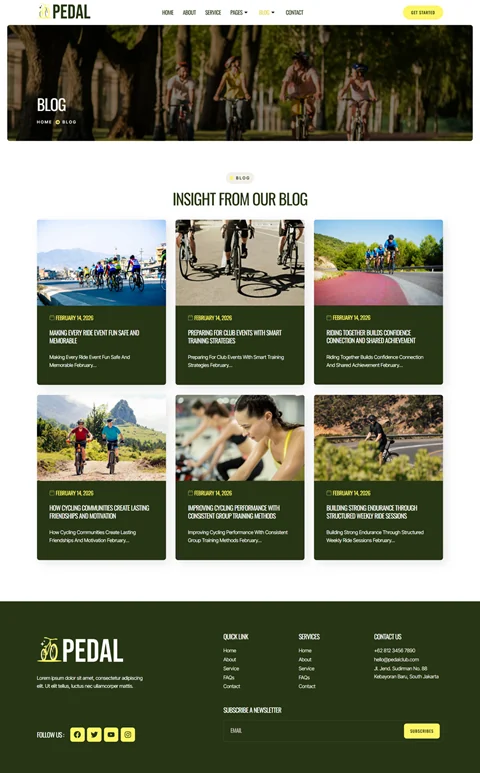 骑行俱乐部Elementor网站模板_一键导入快速建站插图4-WP资源海 运动/健身 Elementor 模板博客页面预览