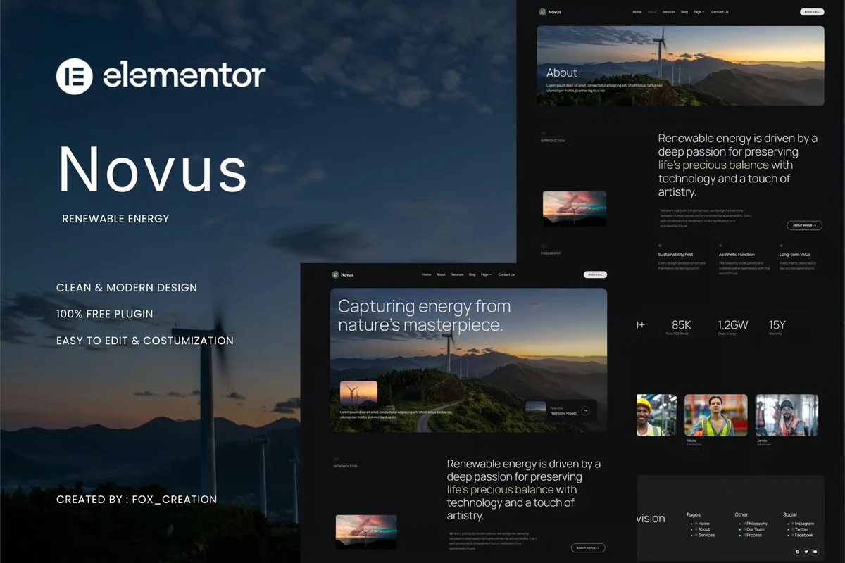 新能源Elementor网站模板_一键导入快速建站插图-WP资源海 工业/工厂 Elementor 网站模板封面