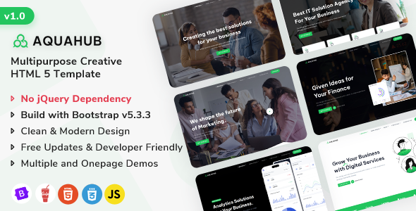 AquaHub 多用途企业 HTML5 模板