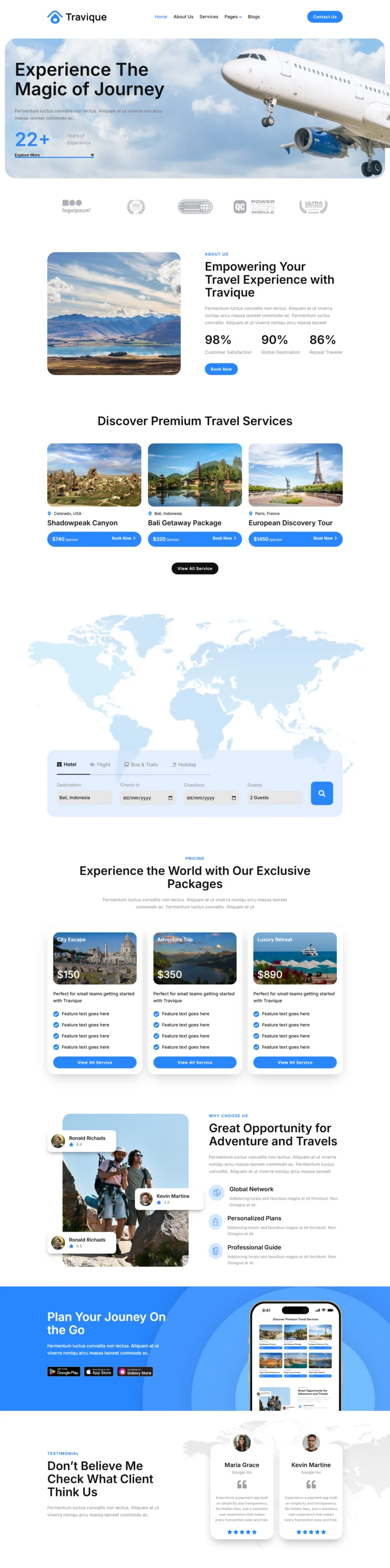 户外/旅行 Elementor 模板首页预览