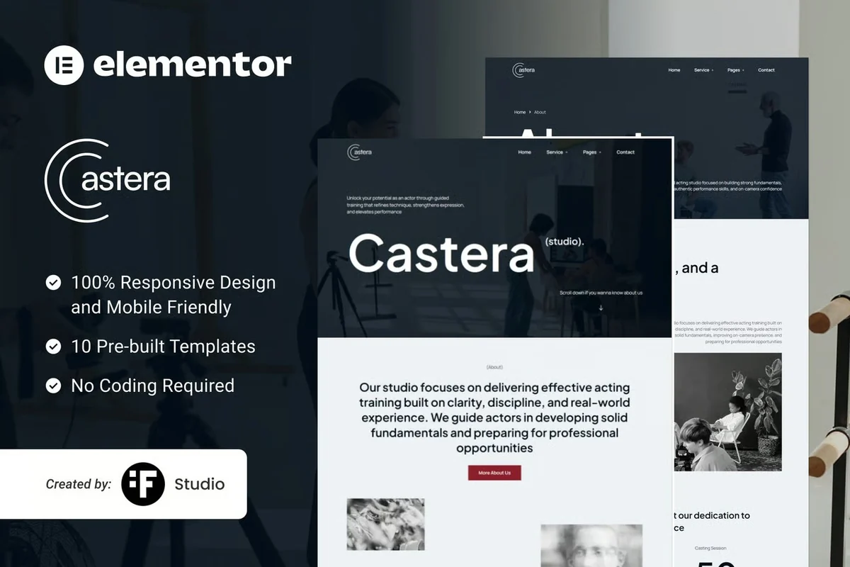 艺人选角与人才管理Elementor网站模板_一键导入快速建站插图-WP资源海 艺术/设计 Elementor 网站模板封面