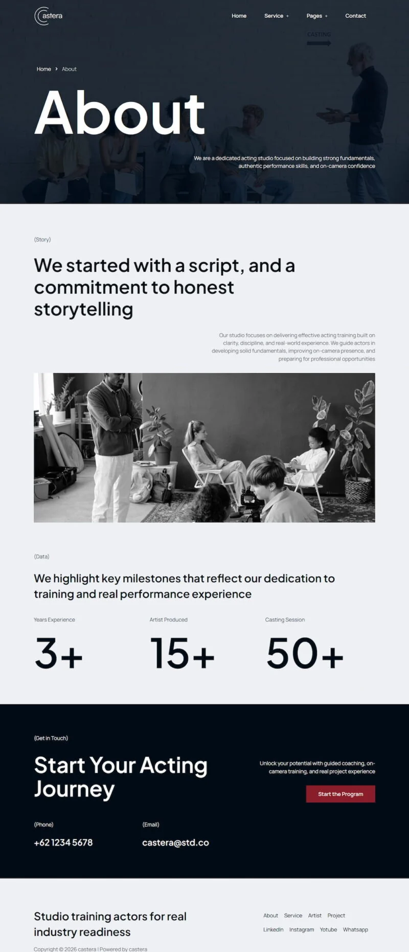 艺术/设计 Elementor 模板关于我们预览