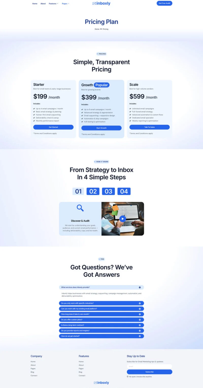 广告/营销 Elementor 模板价格页面预览