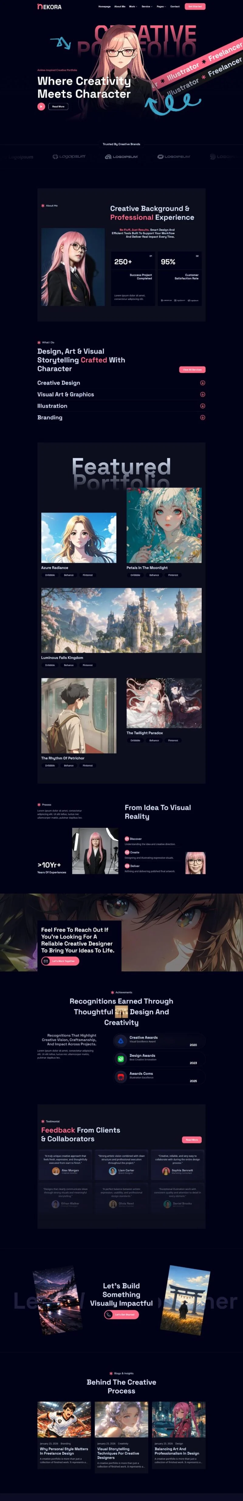 设计师自由职业作品集Elementor网站模板_一键导入快速建站插图1-WP资源海 艺术/设计 Elementor 模板首页预览