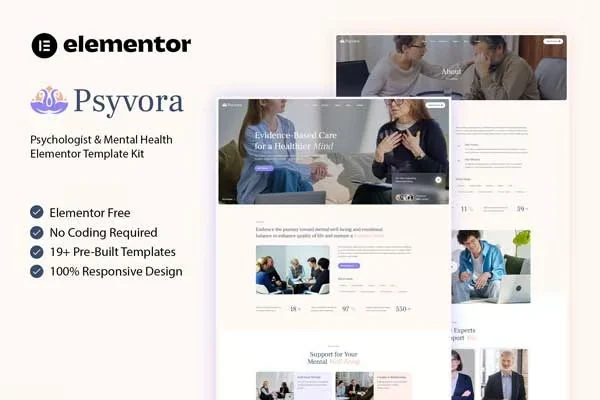 心理咨询与心理健康Elementor网站模板_一键导入快速建站插图-WP资源海 健康/医药 Elementor 网站模板封面