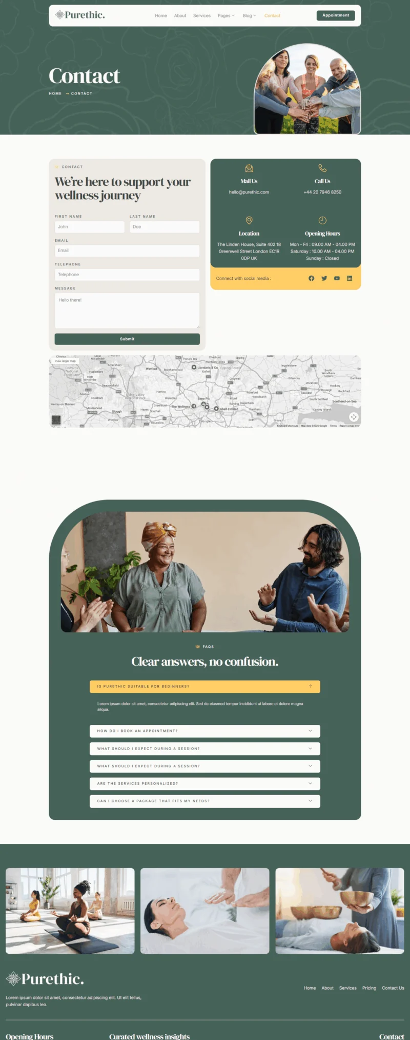 健康/医药 Elementor 模板联系页面预览