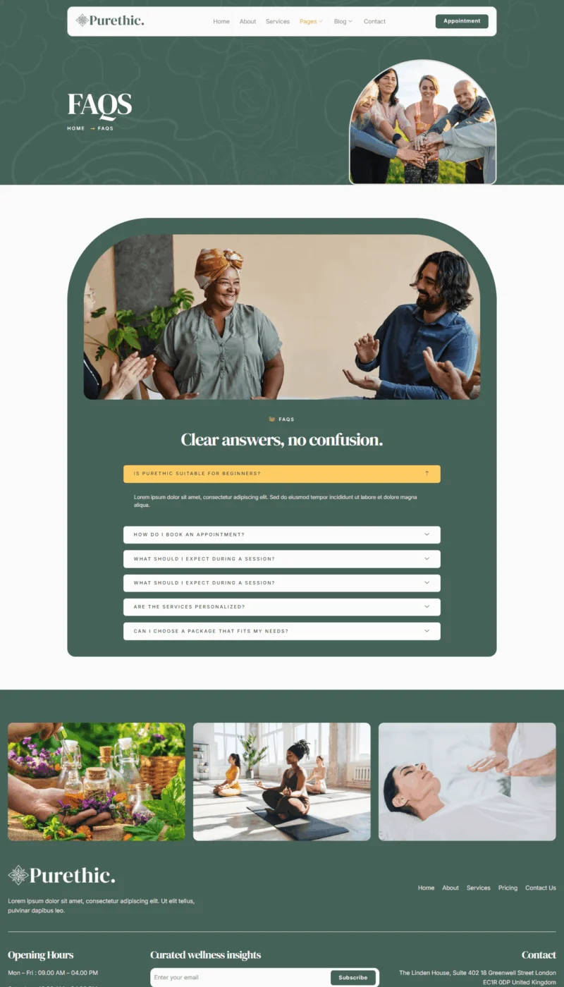 健康/医药 Elementor 模板常见问题预览
