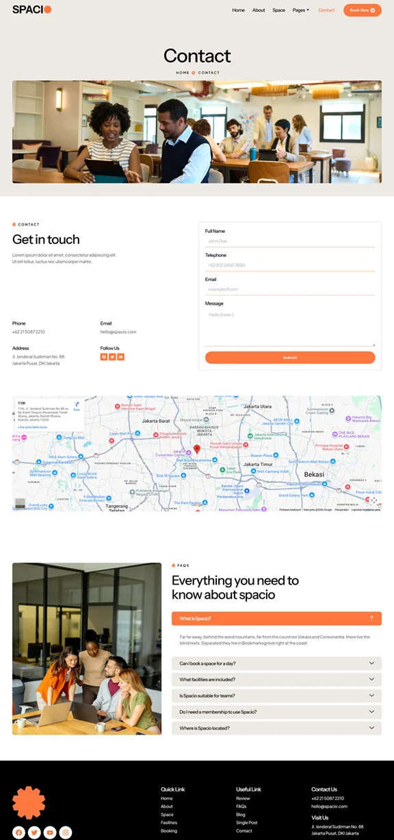 艺术/设计 Elementor 模板联系页面预览