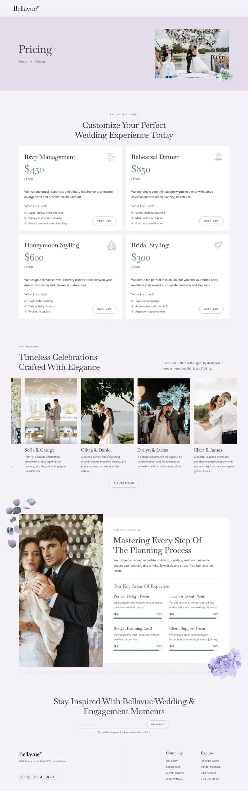 婚礼/婚庆 Elementor 模板价格页面预览