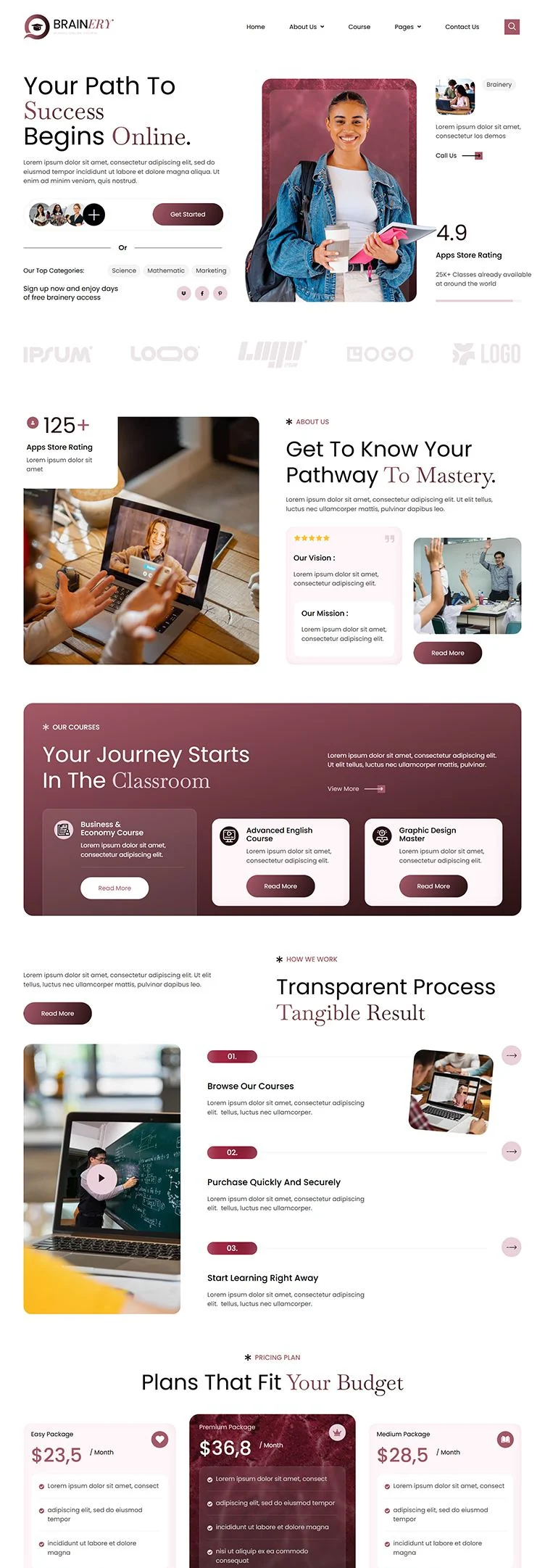 教育/培训 Elementor 模板首页预览