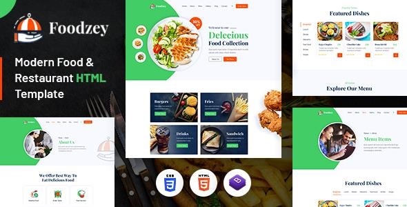 Foodzey 餐饮服务 HTML 模板