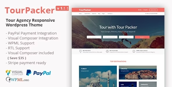 Tour Packer 旅游企业网站模板 WordPress 主题