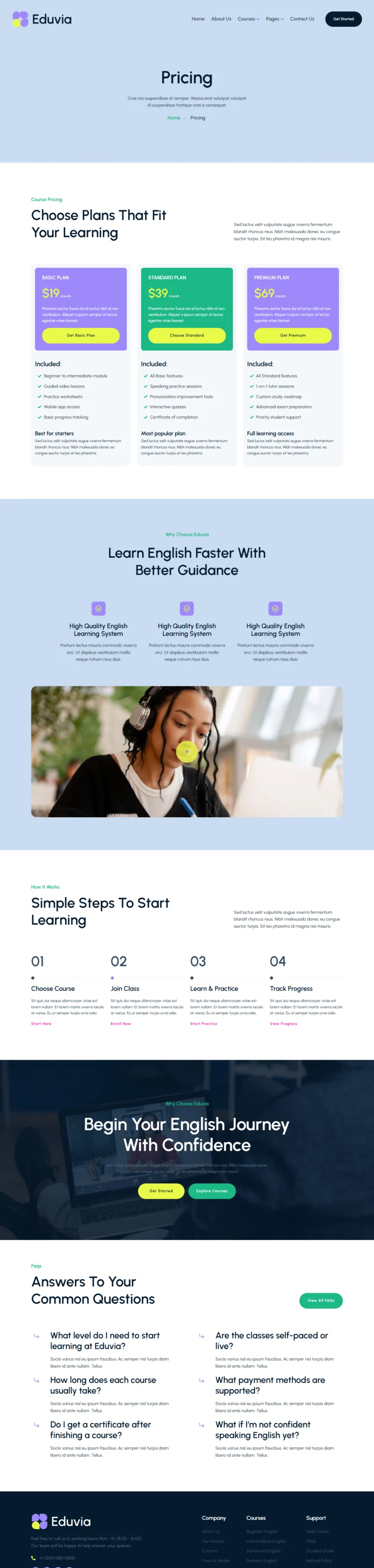 教育/培训 Elementor 模板价格页面预览
