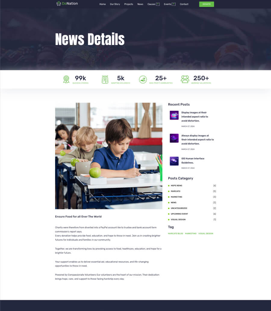 快速建站Elementor网站模板_一键导入快速建站插图9-WP资源海 DoNation Charity Template News Details page