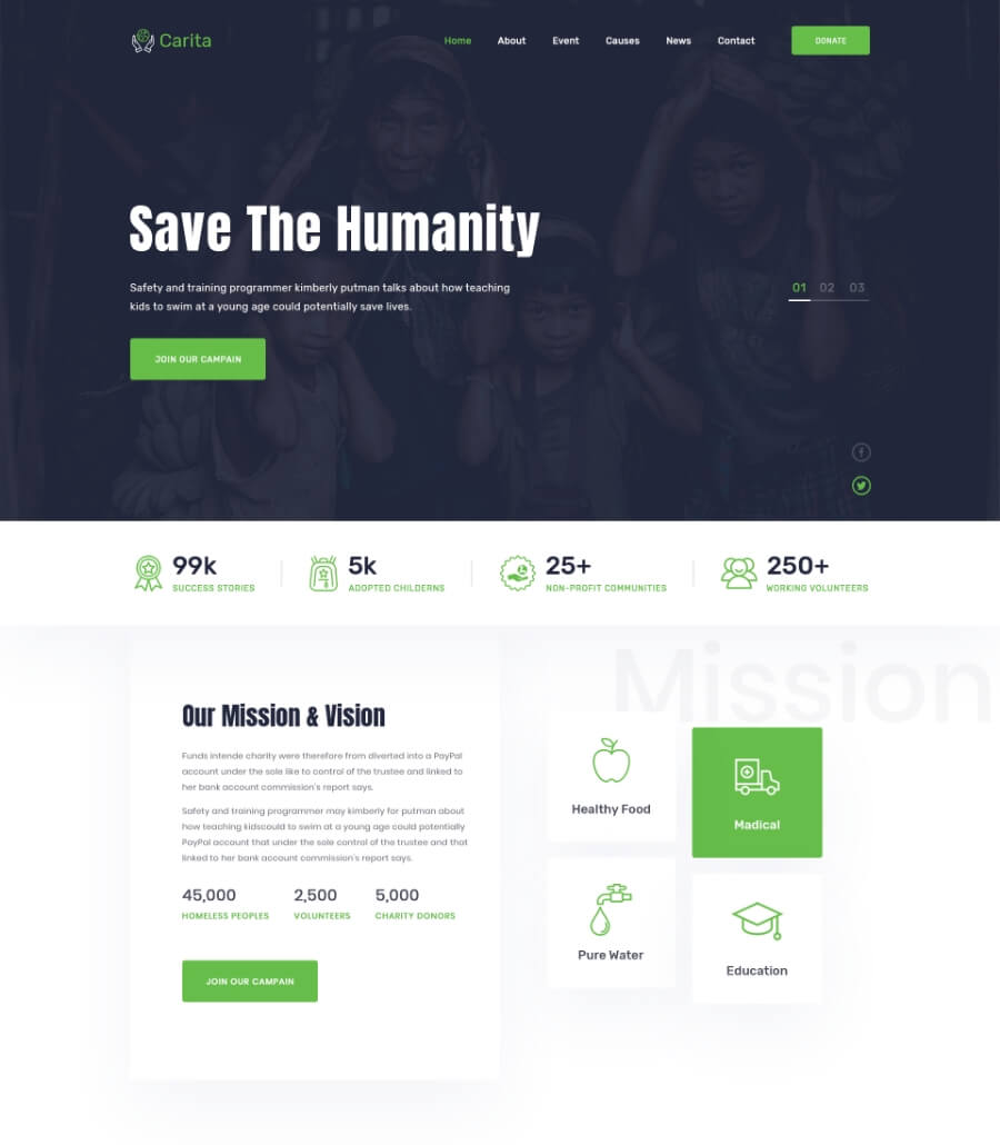 快速建站Elementor网站模板_一键导入快速建站插图10-WP资源海 DoNation Charity Template Header