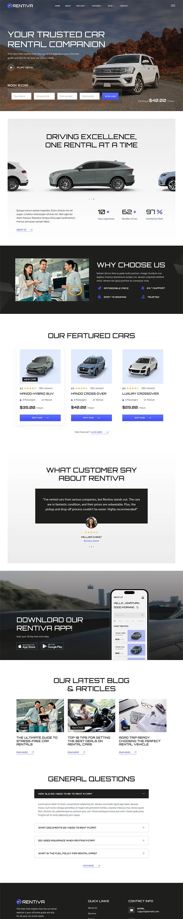 交通工具 Elementor 模板首页预览