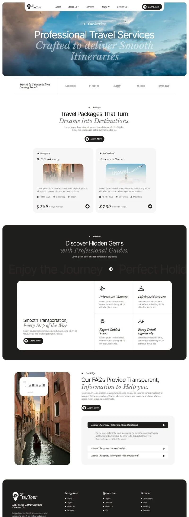旅行社Elementor网站模板_一键导入快速建站插图4-WP资源海 户外/旅行 Elementor 模板服务页面预览