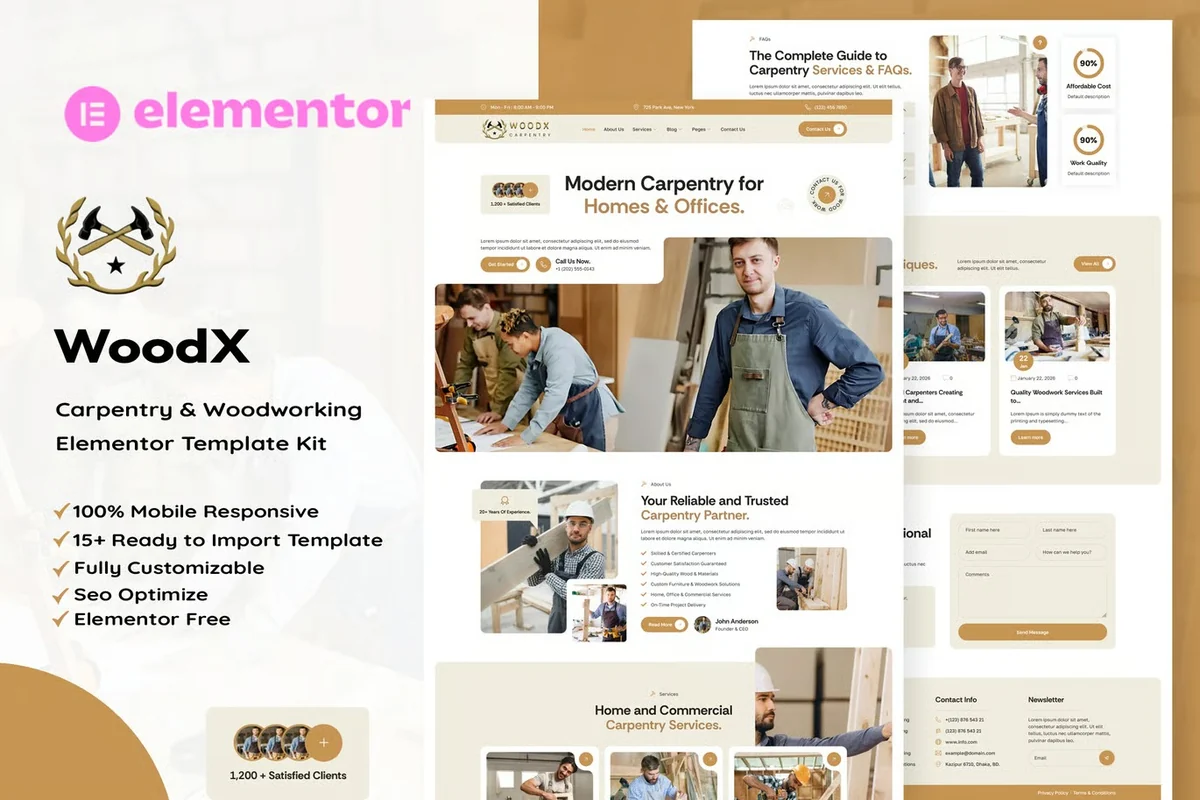 木工与木作服务Elementor网站模板_一键导入快速建站插图-WP资源海 装修 Elementor 网站模板封面