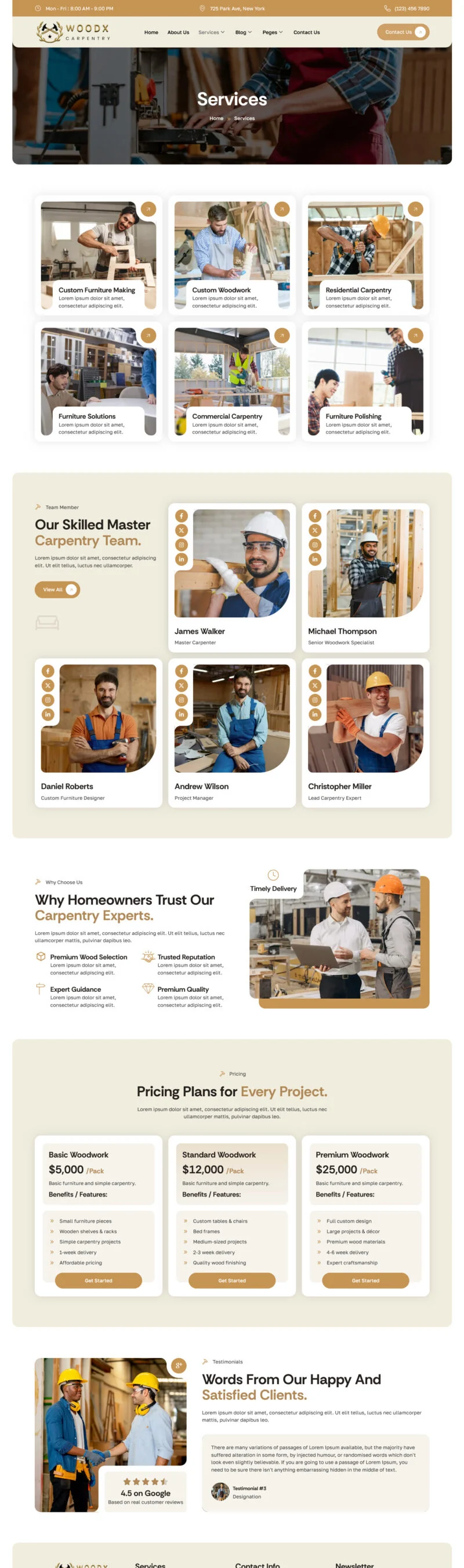 木工与木作服务Elementor网站模板_一键导入快速建站插图2-WP资源海 装修 Elementor 模板服务页面预览