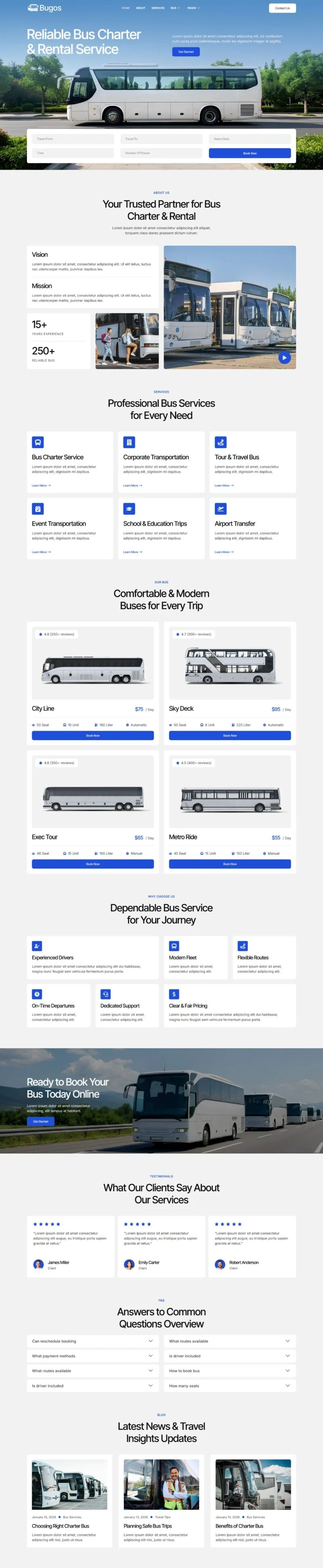 交通工具 Elementor 模板首页预览