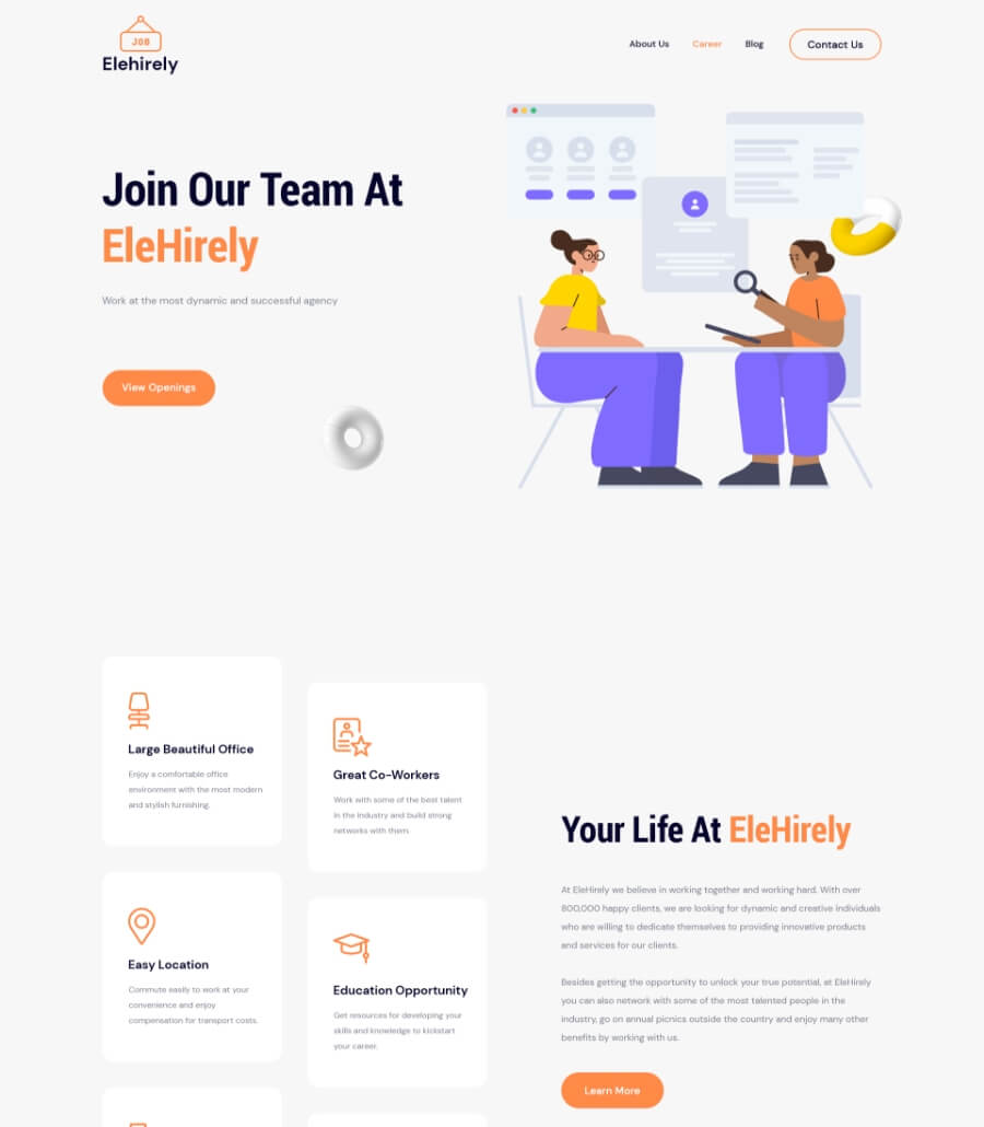 职业招聘着陆页Elementor网站模板_一键导入快速建站插图9-WP资源海 Careerly Header 3