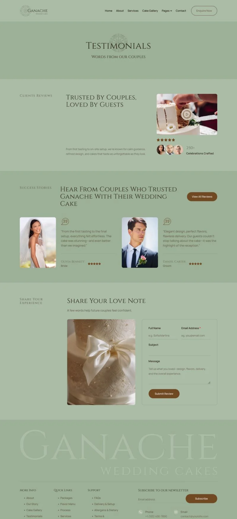 婚礼蛋糕烘焙店Elementor网站模板_一键导入快速建站插图5-WP资源海 婚礼/婚庆 Elementor 模板客户评价预览