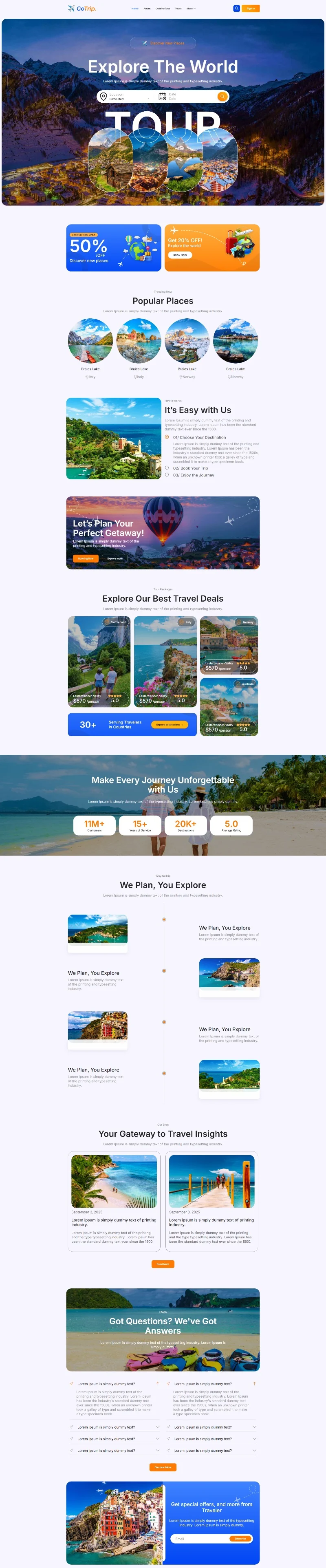 旅游线路Elementor网站模板_一键导入快速建站插图1-WP资源海 户外/旅行 Elementor 模板首页预览