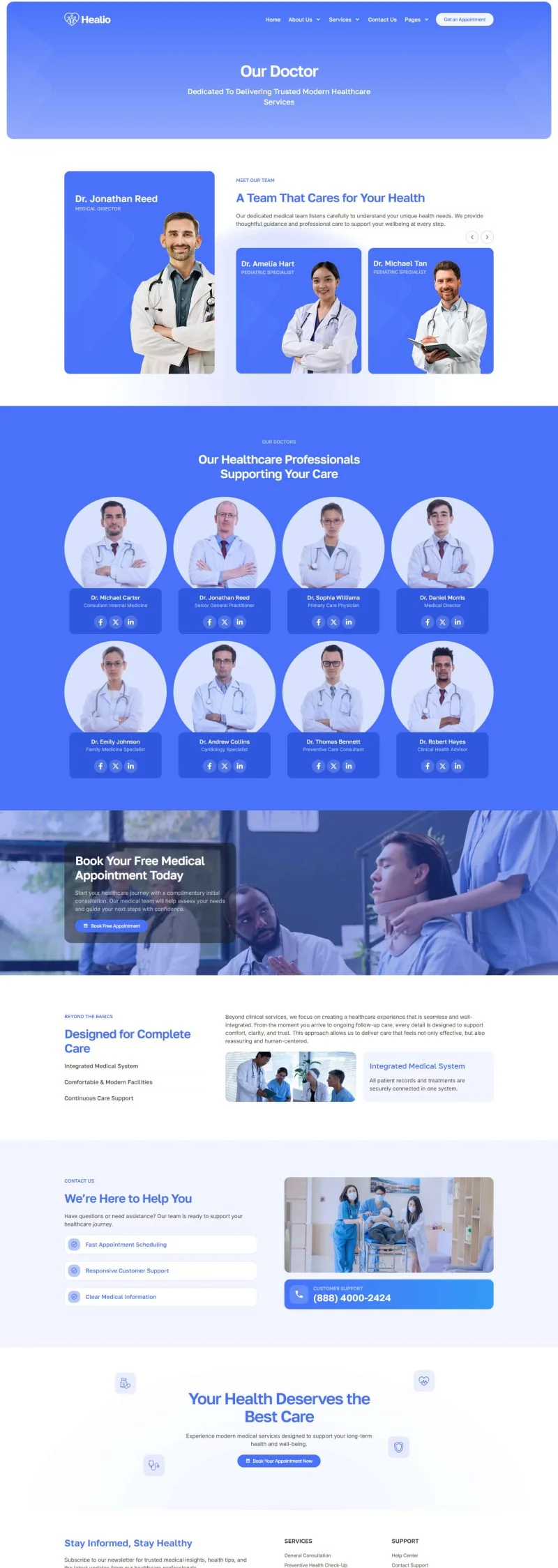 医疗服务机构Elementor网站模板_一键导入快速建站插图3-WP资源海 健康/医药 Elementor 模板医生团队预览
