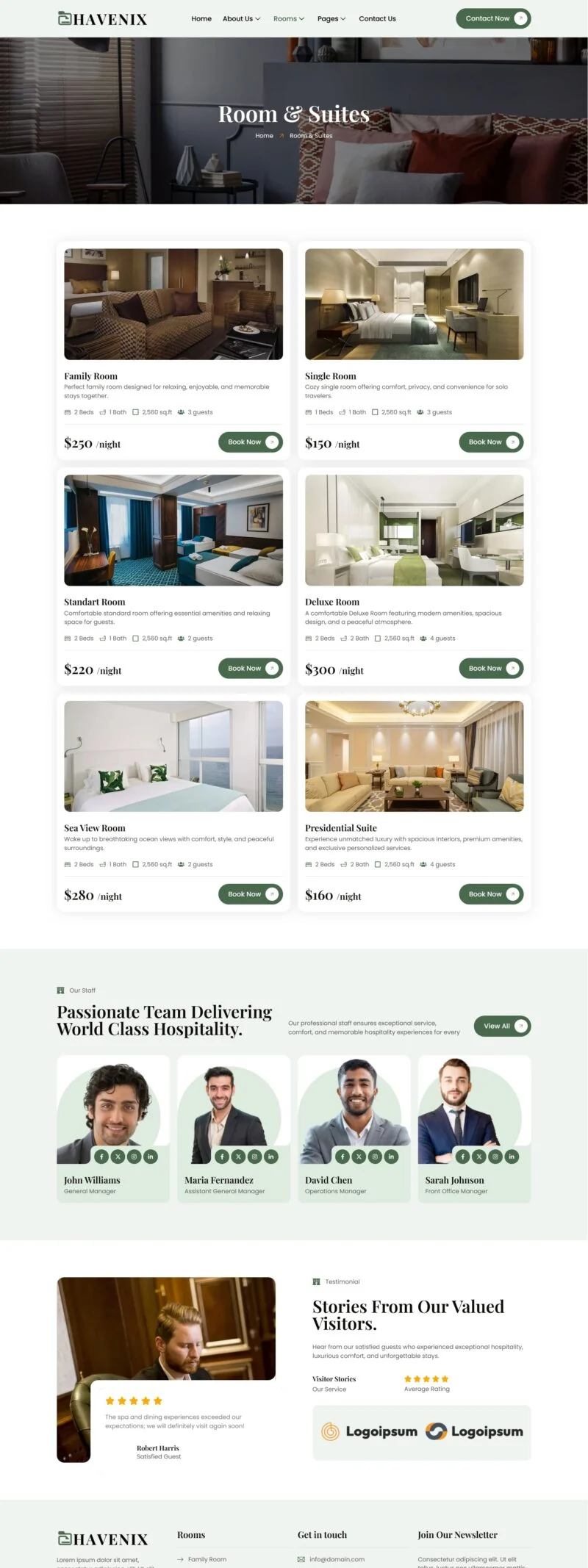 酒店与度假村Elementor网站模板_一键导入快速建站插图4-WP资源海 旅馆/酒店 Elementor 模板房间列表预览