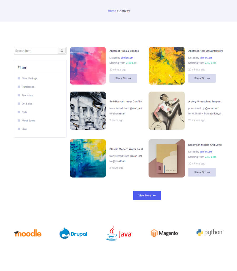 NFTGallery Activity Page For Gutenberg