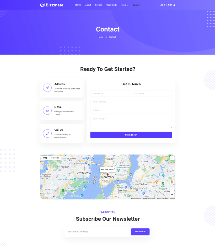 Bizzmate Contact Page For Gutenberg