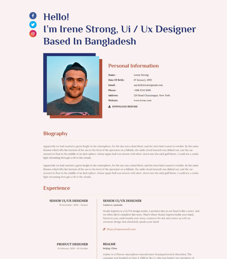 CV Yoda Landing Page For Gutenberg