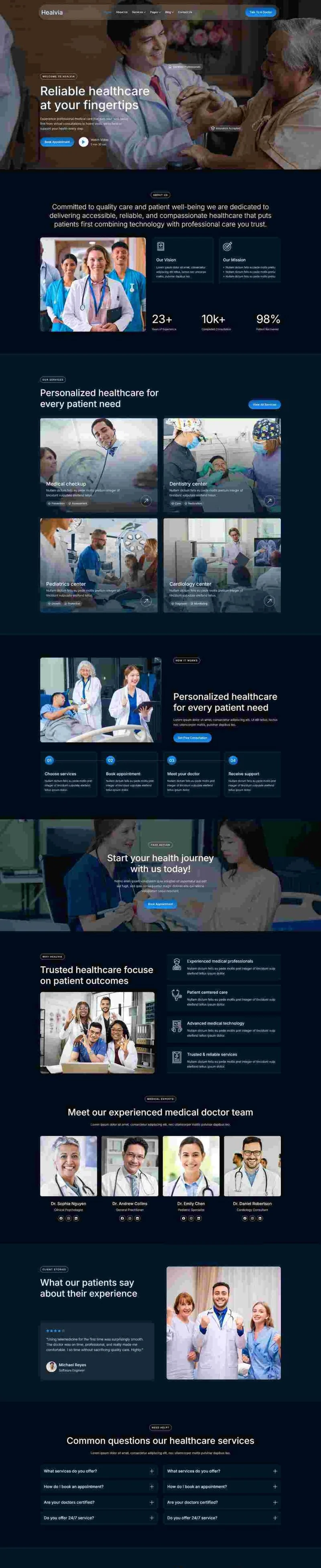医疗健康服务机构Elementor网站模板_一键导入快速建站插图1-WP资源海 健康/医药 Elementor 模板首页预览