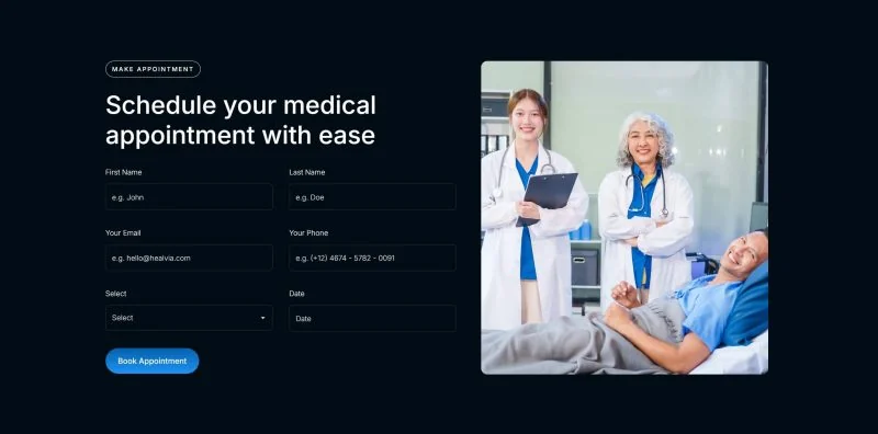 医疗健康服务机构Elementor网站模板_一键导入快速建站插图7-WP资源海 健康/医药 Elementor 模板预约表单预览