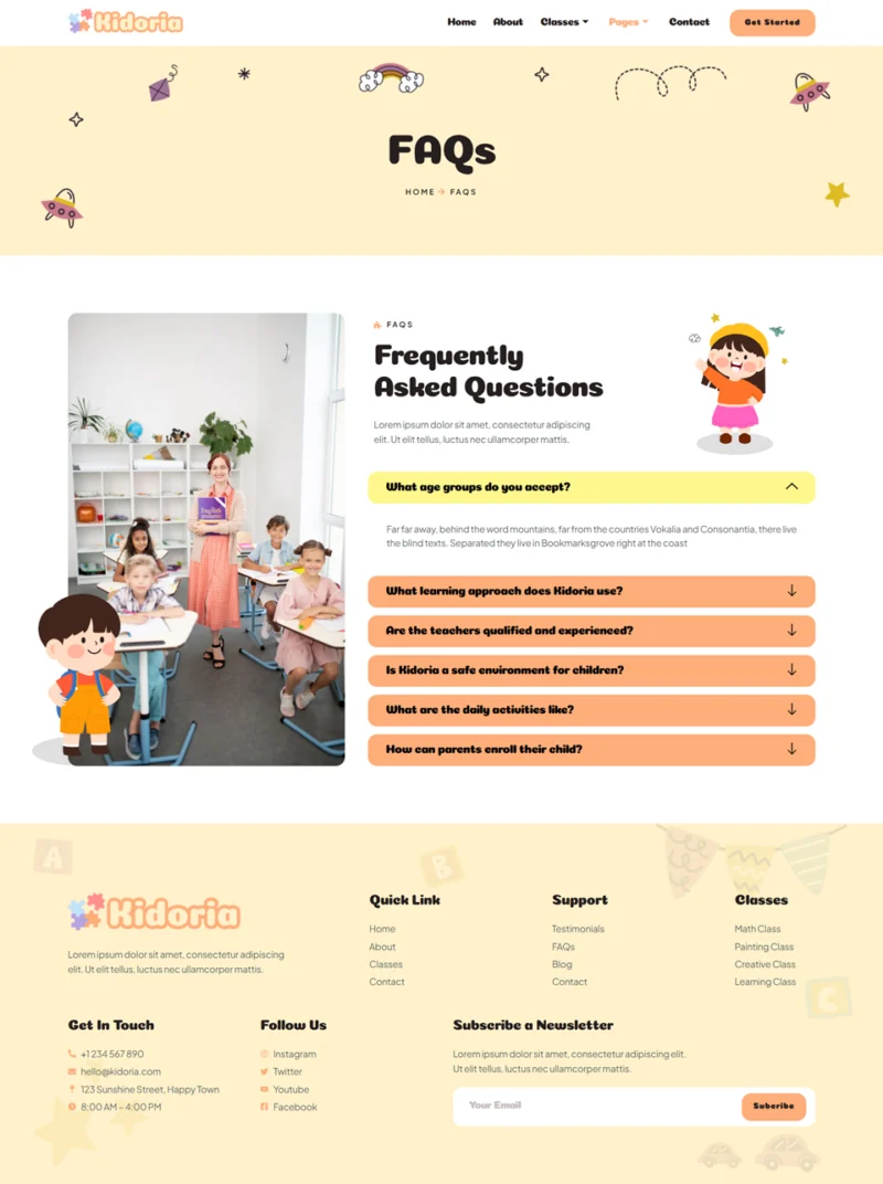 学校 Elementor 模板常见问题预览