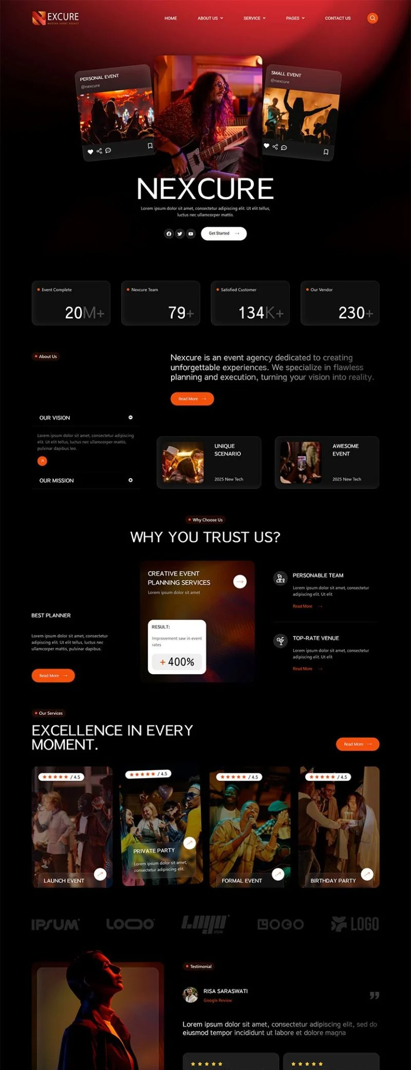 活动/赛事 Elementor 模板首页预览