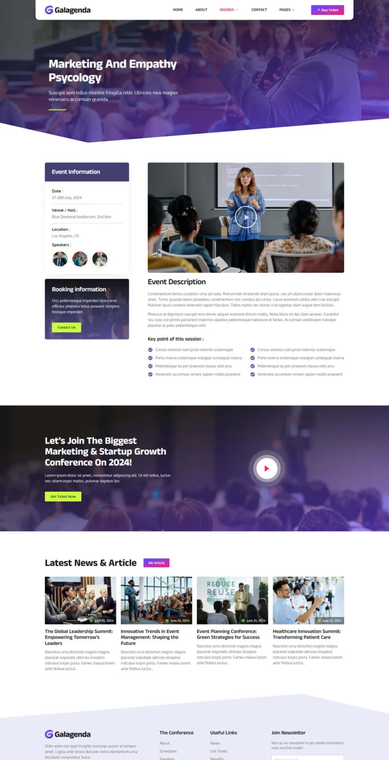 会议/展览 Elementor 模板活动详情预览