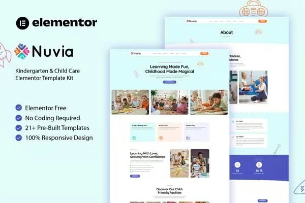 幼儿园与儿童托育中心Elementor网站模板_一键导入快速建站插图-WP资源海 学校 Elementor 网站模板封面
