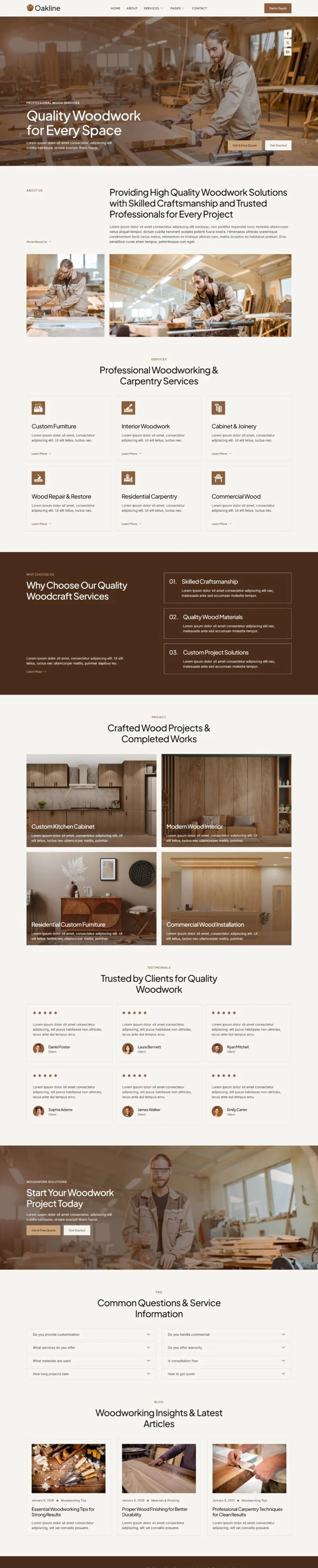木工与木作工程Elementor网站模板_一键导入快速建站插图1-WP资源海 装修 Elementor 模板首页预览