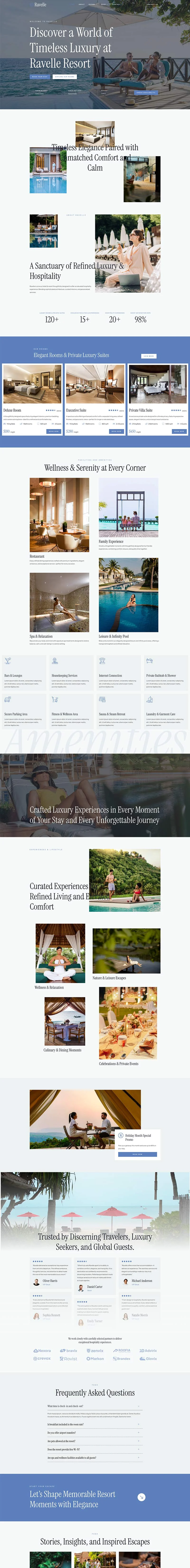 豪华酒店与度假村Elementor网站模板_一键导入快速建站插图1-WP资源海 旅馆/酒店 Elementor 模板首页预览