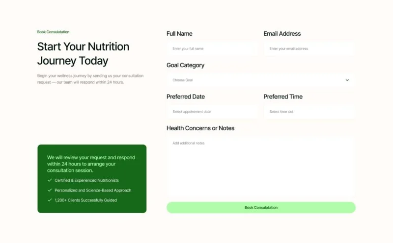 健康/医药 Elementor 模板表单预览