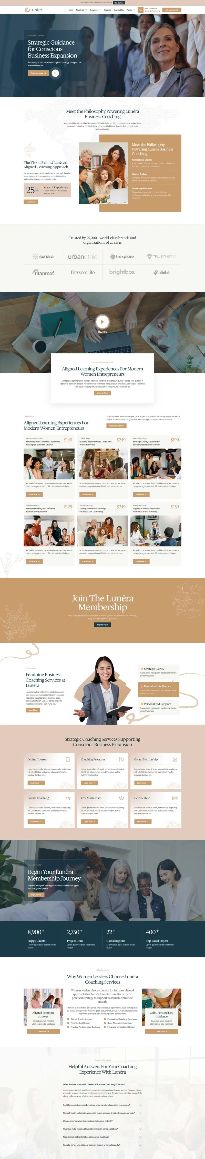 女性商业教练咨询Elementor网站模板_一键导入快速建站插图1-WP资源海 服务/咨询 Elementor 模板首页预览