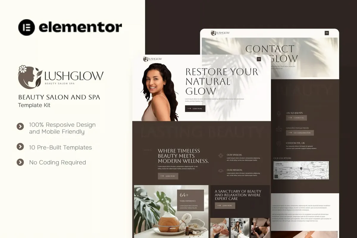 美容美发沙龙与SPAElementor网站模板_一键导入快速建站