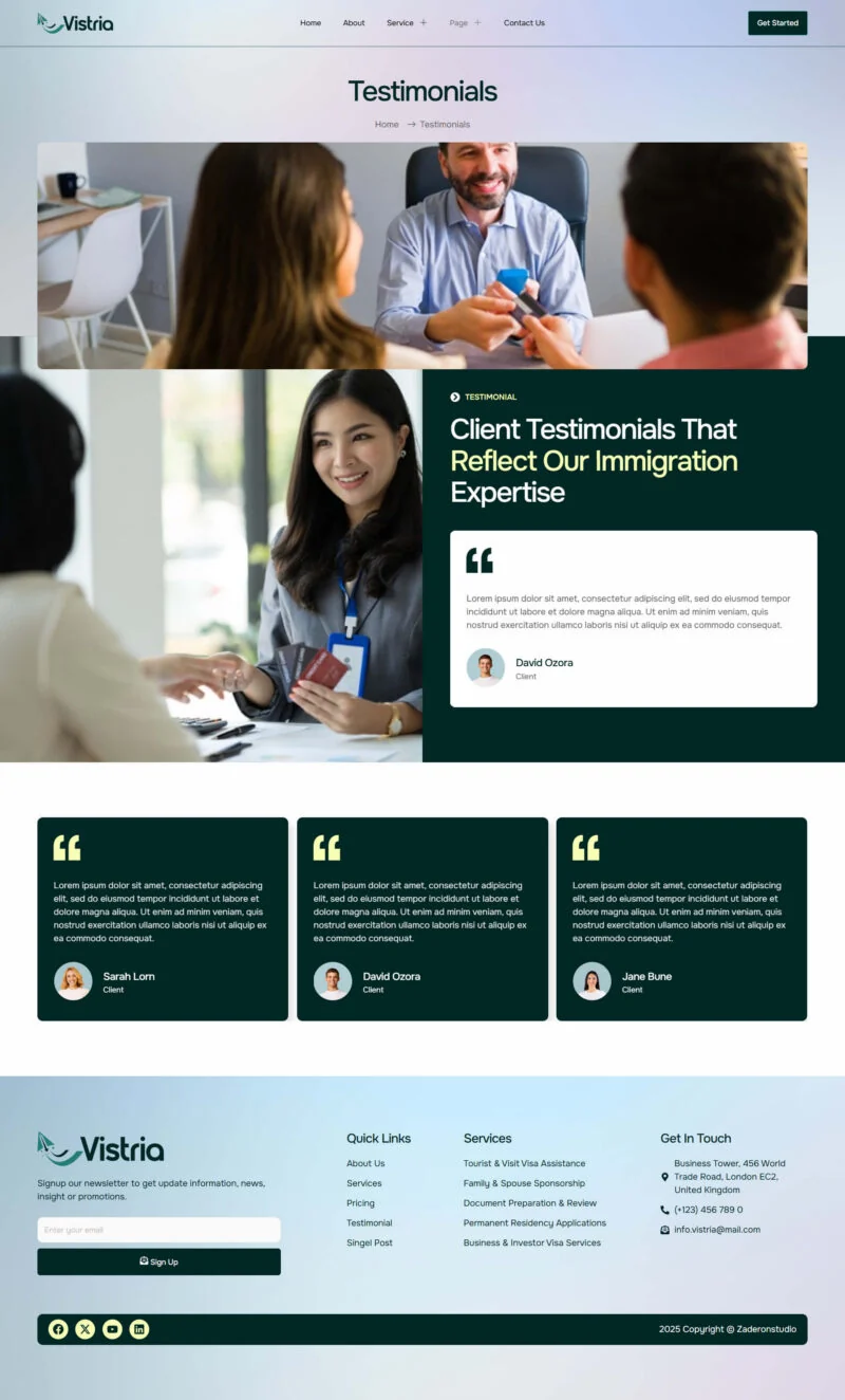 服务/咨询 Elementor 模板客户评价预览