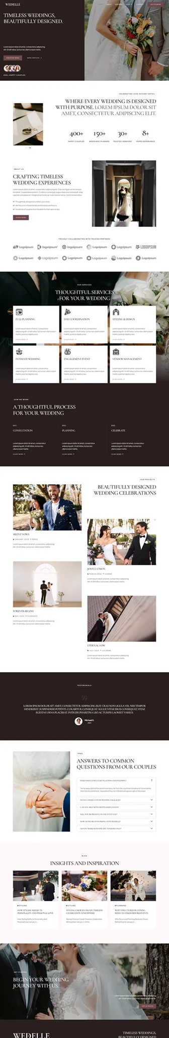 婚礼/婚庆 Elementor 模板首页预览