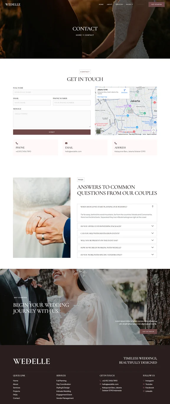 婚礼/婚庆 Elementor 模板联系页面预览