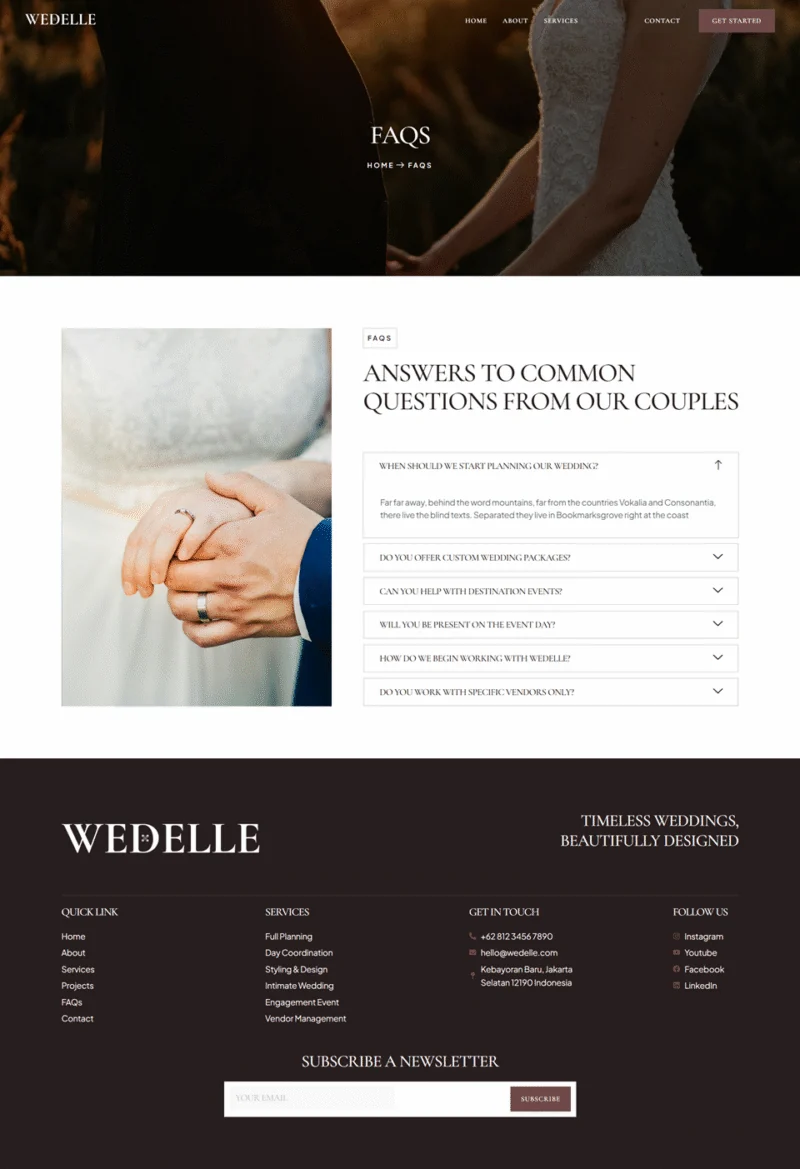 婚礼/婚庆 Elementor 模板常见问题预览